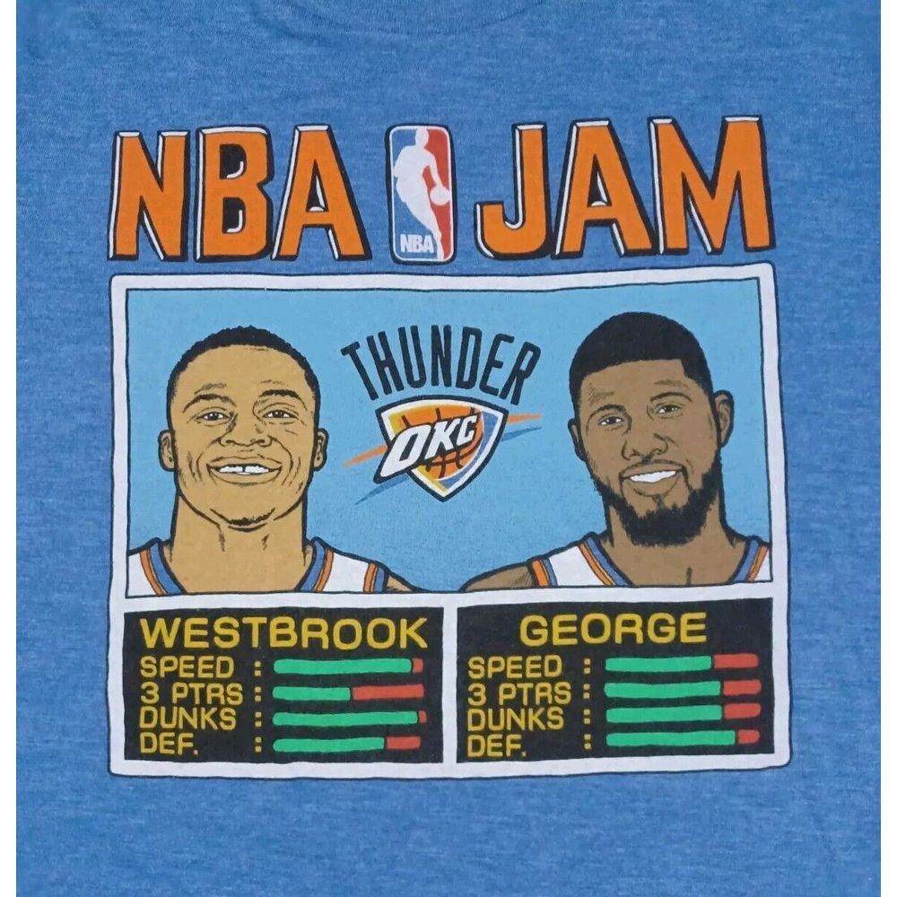 Homage NBA‎ JAM Shirt Mens S Blue Westbrook George OKC Thunder Single Stitch